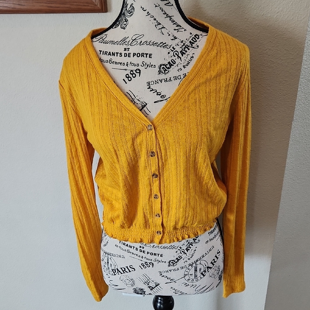 Abound Yellow Button-Up Cardigan M